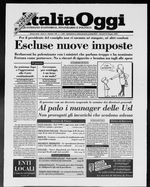 Italia oggi : quotidiano di economia finanza e politica